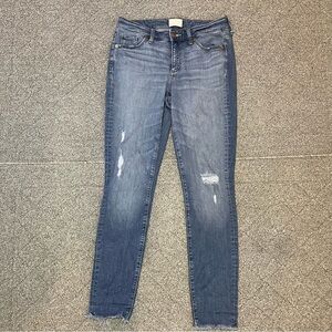 Universal Thread Mid Rise Skinny Denim Jeans Womens Size 6 Blue Raw Hems